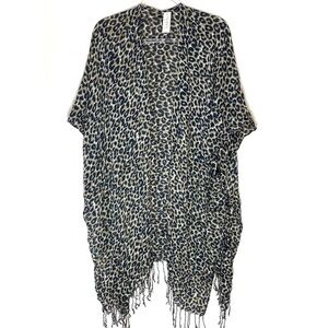 Nicole Miller leopard fringe shawl coverup NWT